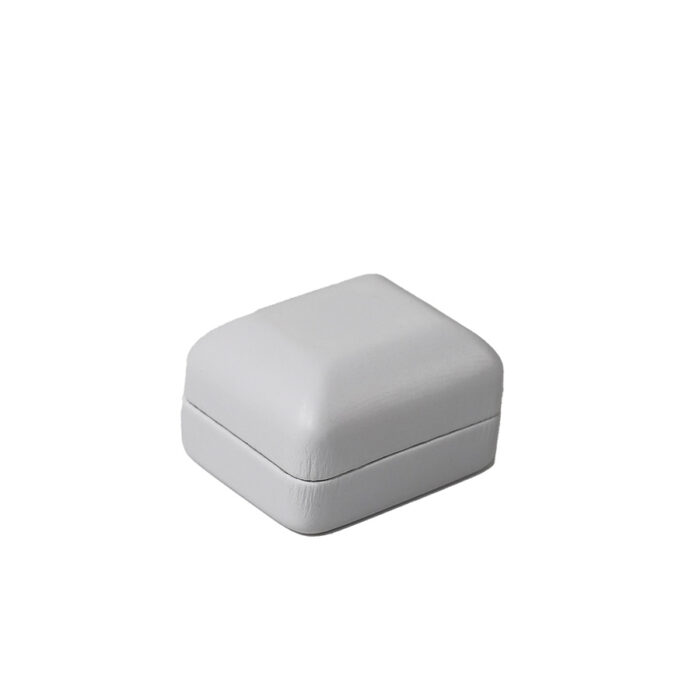 White Leatherette Lighted Ring Box - Image 2
