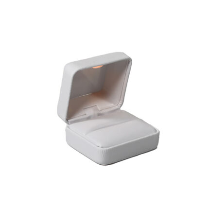 White Leatherette Lighted Ring Box